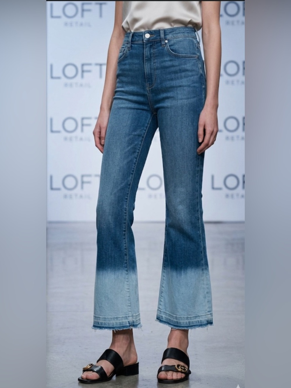 Authentic Loft designer ombré crop stretch denim jeans sz 10